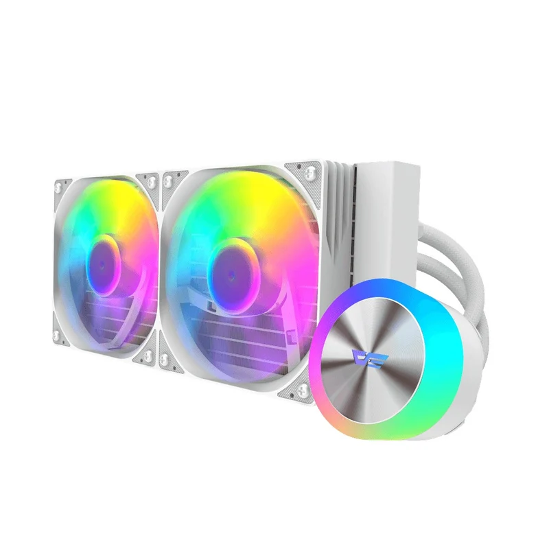 DarkFlash AquaGlow DG240 ARGB AIO 240mm Liquid CPU Cooler (Black, White)