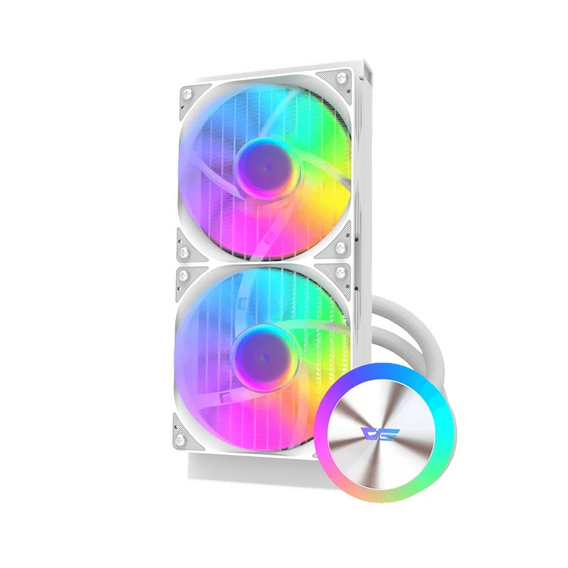 DarkFlash AquaGlow DG240 ARGB AIO 240mm Liquid CPU Cooler (Black, White)