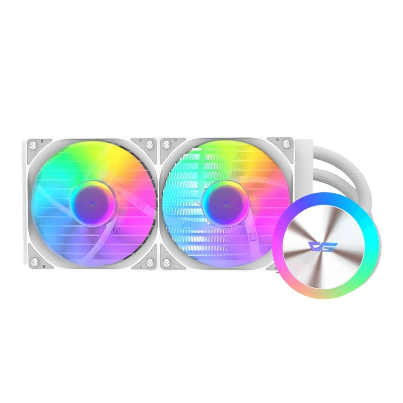 DarkFlash AquaGlow DG240 ARGB AIO 240mm Liquid CPU Cooler (Black, White)