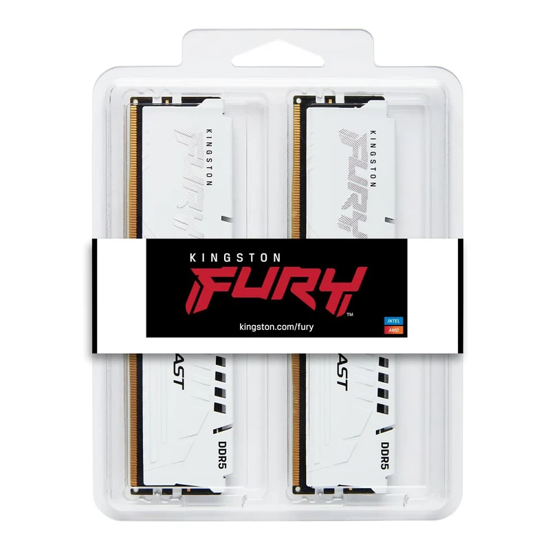 Kingston Fury Beast 64GB (2X32GB) DDR5 XMP 6000MT/S CL30 Memory (White) (KF560C30BWEK2-64)