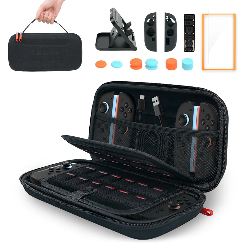 Transnovo Protective Hard Portable Travel Carrying Case with Protection Accessories for Nintendo Switch 2 (Black) (NS2-CC02)