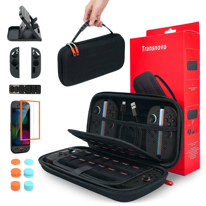 Transnovo Protective Hard Portable Travel Carrying Case with Protection Accessories for Nintendo Switch 2 (Black) (NS2-CC02)