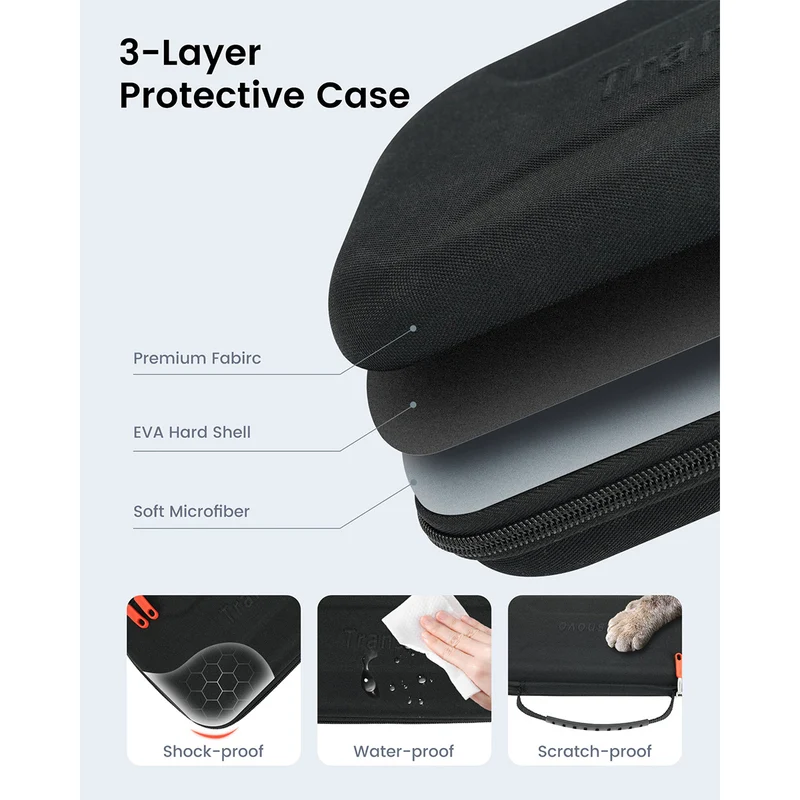 Transnovo Protective Hard Portable Travel Carrying Case for Nintendo Switch 2 (Black) (NS2-CC03)