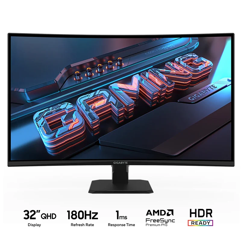 Gigabyte GS32QCA 32" QHD (2560X1440) 180Hz 1ms MPRT VA 1500R Curved Gaming Monitor