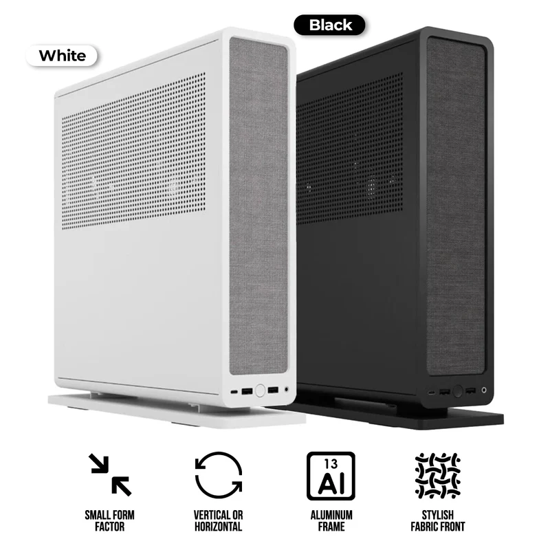 Fractal Design Ridge PCIe 4.0 Mini-ITX Small Form Factor Case (Black, White) (FD-C-RID1N-11, FD-C-RID1N-12)