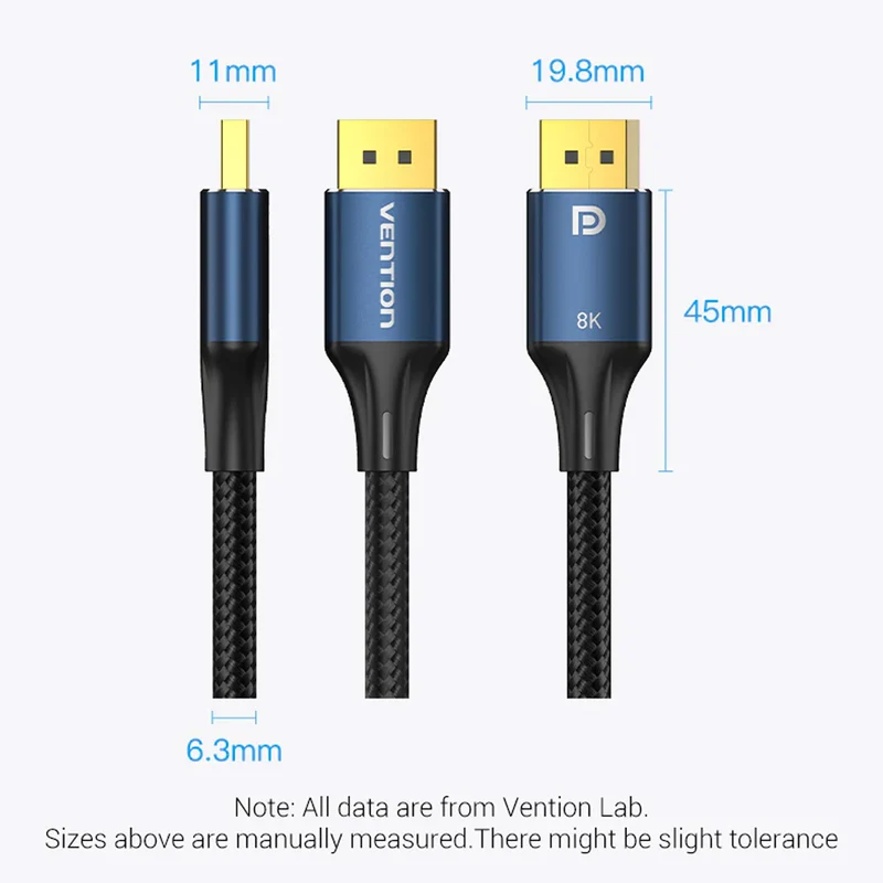 Vention 8K DisplayPort Cable - Blue Aluminum Shell 1.5M (HCELG)