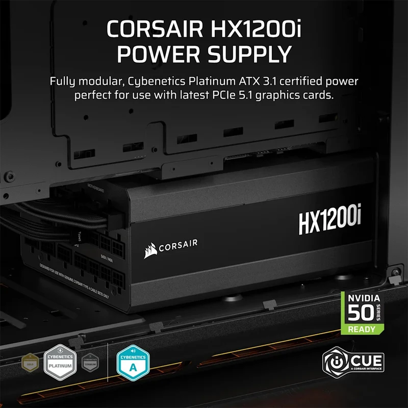Corsair HXI Series HX1200i 1200W ATX Cybentics Platinum Ultra-Low Noise Fully Modular Power Supply (CP-9020307-NA)