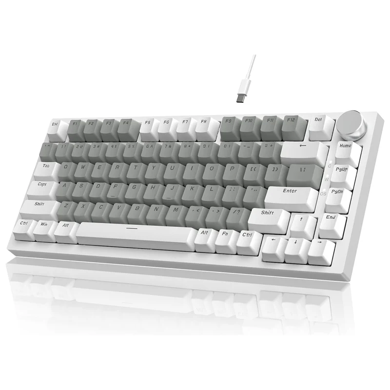 Ajazz AK820 White Backlit Wired 75% Hot-Swappable Mechanical Keyboard (White/Grey) (Mille Feuille Yellow Switch)