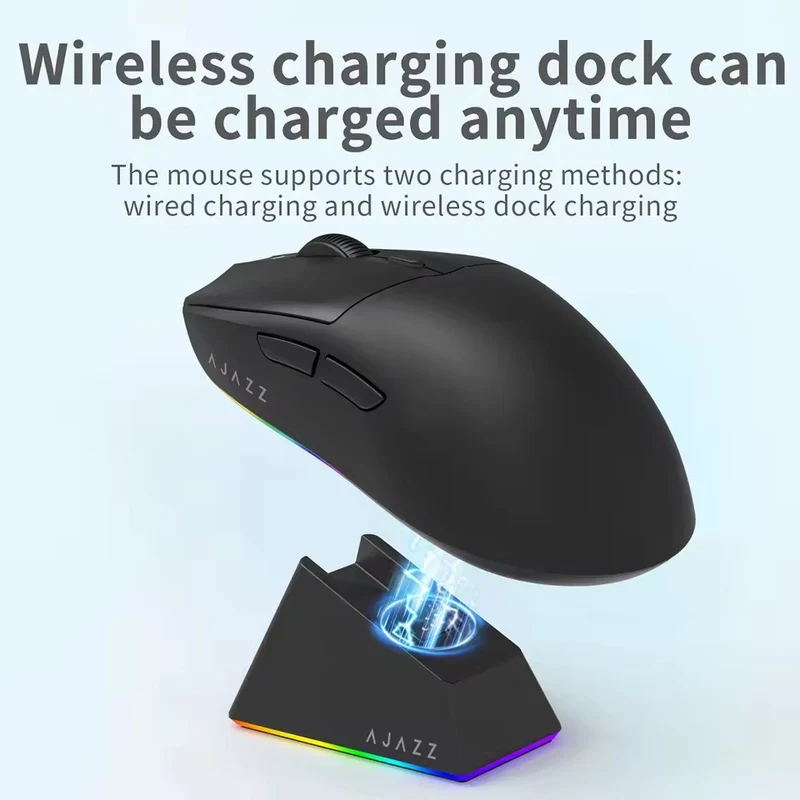 Ajazz AJ139 V2 MC Tri-Mode Gaming Mouse (Black, White)
