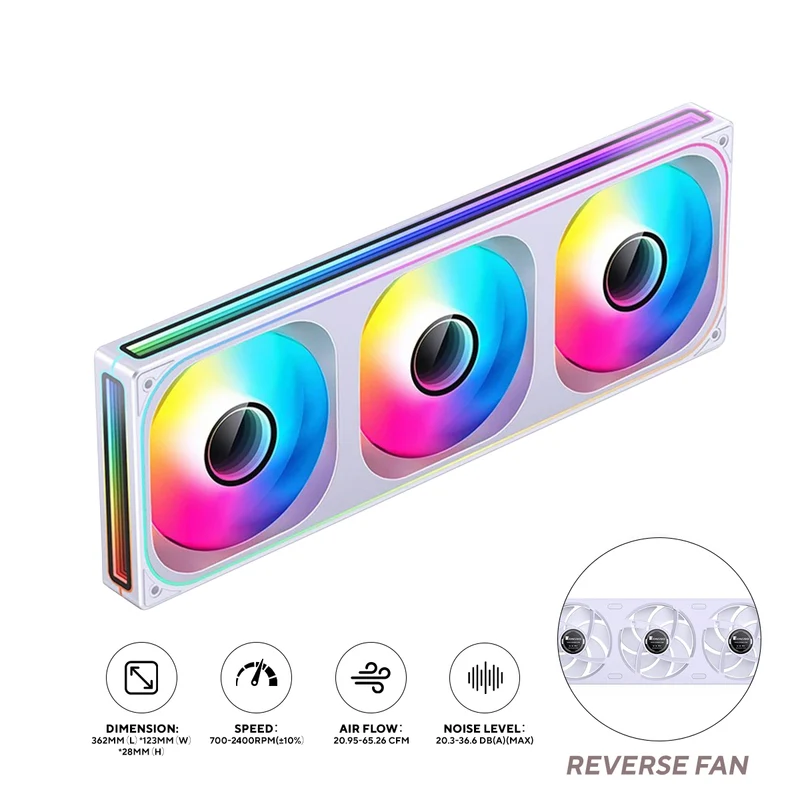 Jonsbo ZB-360WR 360mm ARGB Infinity Mirror Series Reverse Fan (White)