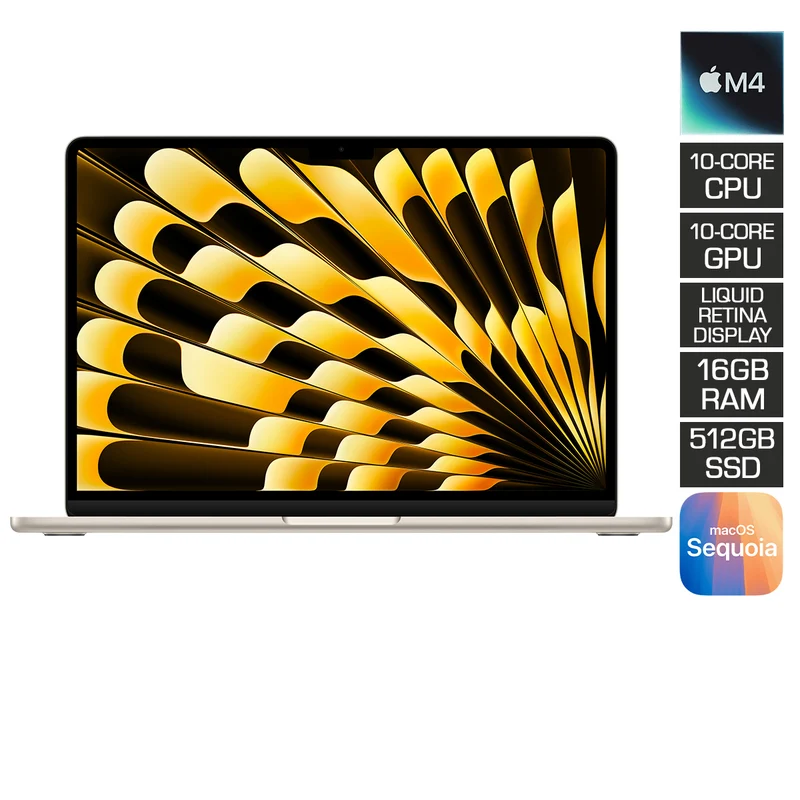 MacBook Air 13" 16GB+512GB M4 Chip with 10-Core CPU & 10-Core GPU (Starlight) (MW103PP/A)