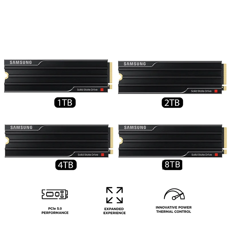 Samsung 9100 Pro PCIe 5.0 x4 NVMe M.2 SSD with Heatsink (1TB, 2TB, 4TB, 8TB)