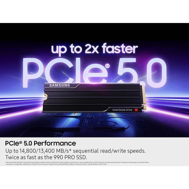 Samsung 9100 Pro PCIe 5.0 x4 NVMe M.2 SSD with Heatsink (1TB, 2TB, 4TB, 8TB)