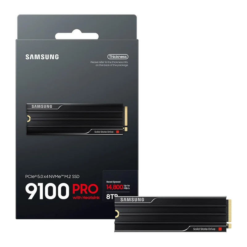 Samsung 9100 Pro PCIe 5.0 x4 NVMe M.2 SSD with Heatsink (1TB, 2TB, 4TB, 8TB)