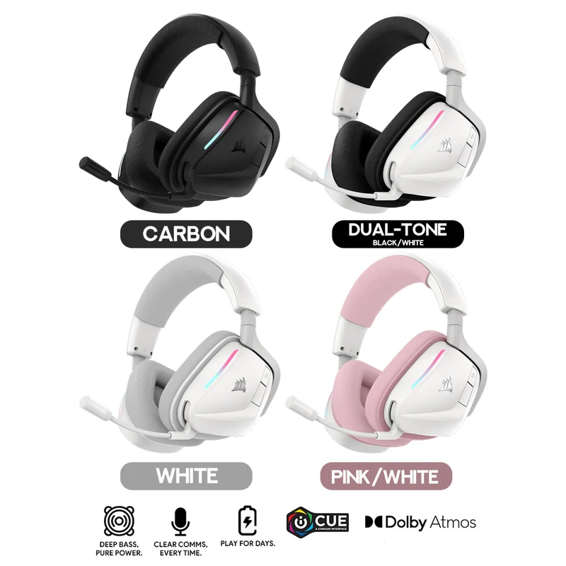 Corsair V0840440484219oid Wireless V2 Gaming Headset for Nintendo Switch/ Playstation/ PC/ Mac/ Mobile (Carbon, White, Dual Tone - Black/White, Pink/White)