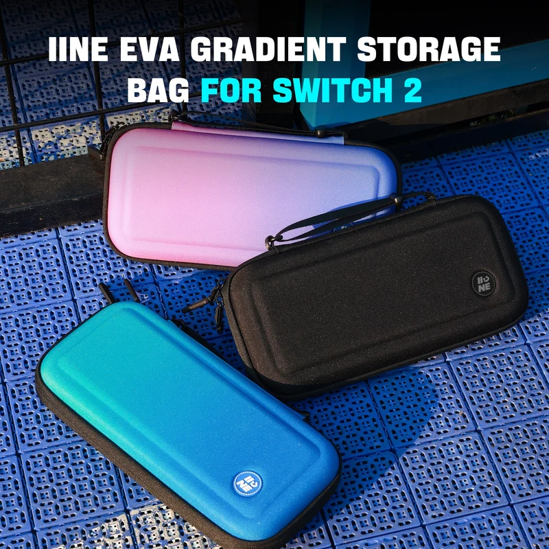 IINE Eva Storage Bag for Nintendo Switch 2 (Black, Gradient Blue, Gradient Purple)