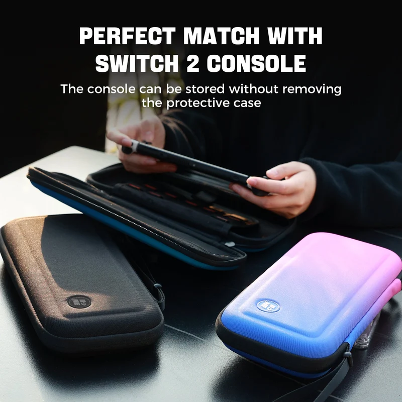 IINE Eva Storage Bag for Nintendo Switch 2 (Black, Gradient Blue, Gradient Purple)