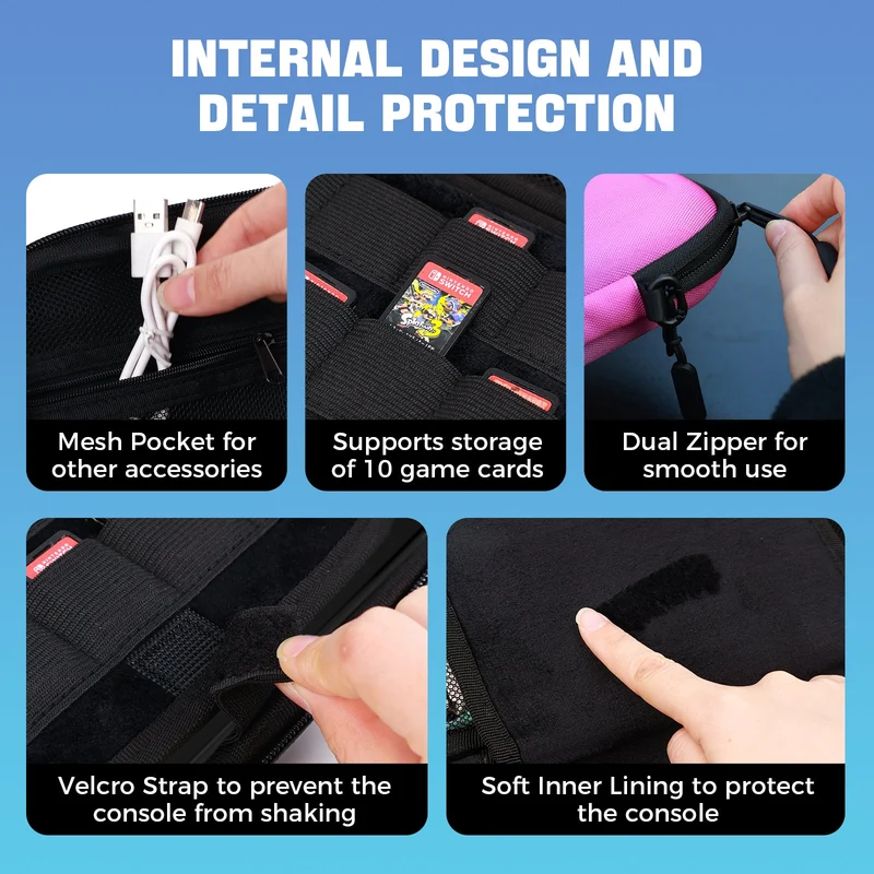 IINE Eva Storage Bag for Nintendo Switch 2 (Black, Gradient Blue, Gradient Purple)