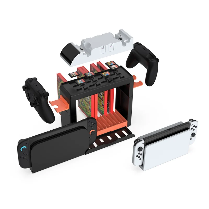 Dobe Multifunctional Storage Stand Kit for Nintendo Switch 2 / Nintendo Switch / Nintendo Switch OLED (Black/Orange) TNS-19051B