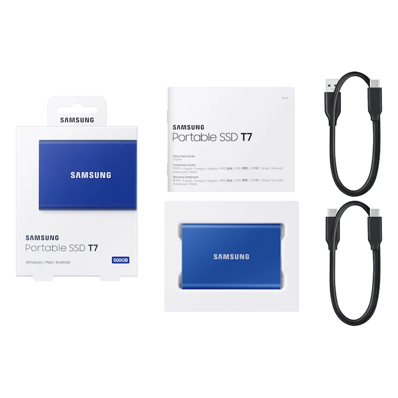 Samsung T7 1TB Portable External SSD (Blue, Titan Grey)