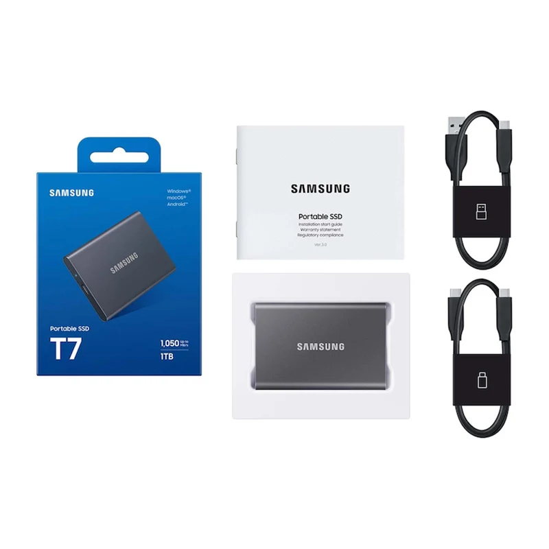 Samsung T7 1TB Portable External SSD (Blue, Titan Grey)