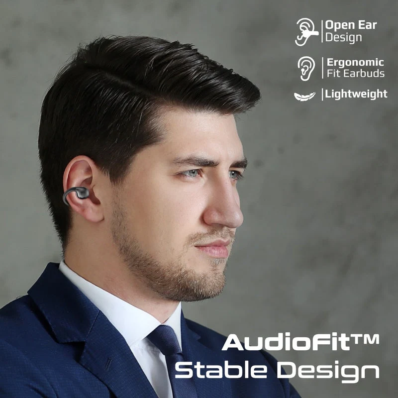 Promate AirClip AudioFit Open Ear Clip On TWS Earbuds With IntelliTouch (Black, Purple, White)