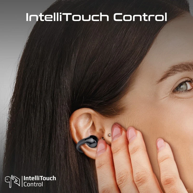 Promate AirClip AudioFit Open Ear Clip On TWS Earbuds With IntelliTouch (Black, Purple, White)