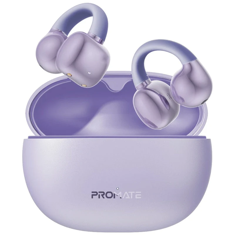 Promate AirClip AudioFit Open Ear Clip On TWS Earbuds With IntelliTouch (Black, Purple, White)