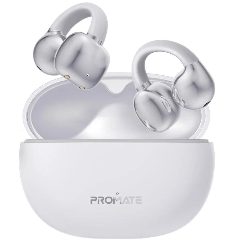 Promate AirClip AudioFit Open Ear Clip On TWS Earbuds With IntelliTouch (Black, Purple, White)