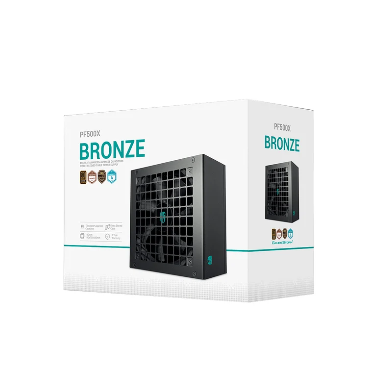 DeepCool PF500X 500W Cybenetics 80+ Bronze ATX 2.52 Sleeved Cable Power Supply (R-PF500X-HD0B-JGUS)