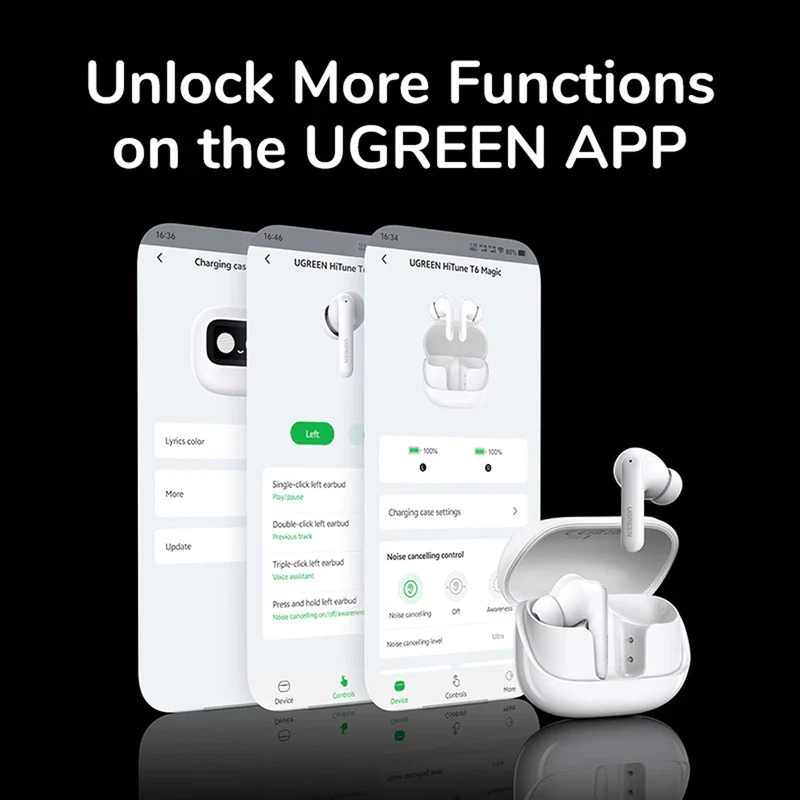 Ugreen EchoBuds Magic Hybrid Active Noise-Cancelling Earbuds White (WS211/55137)