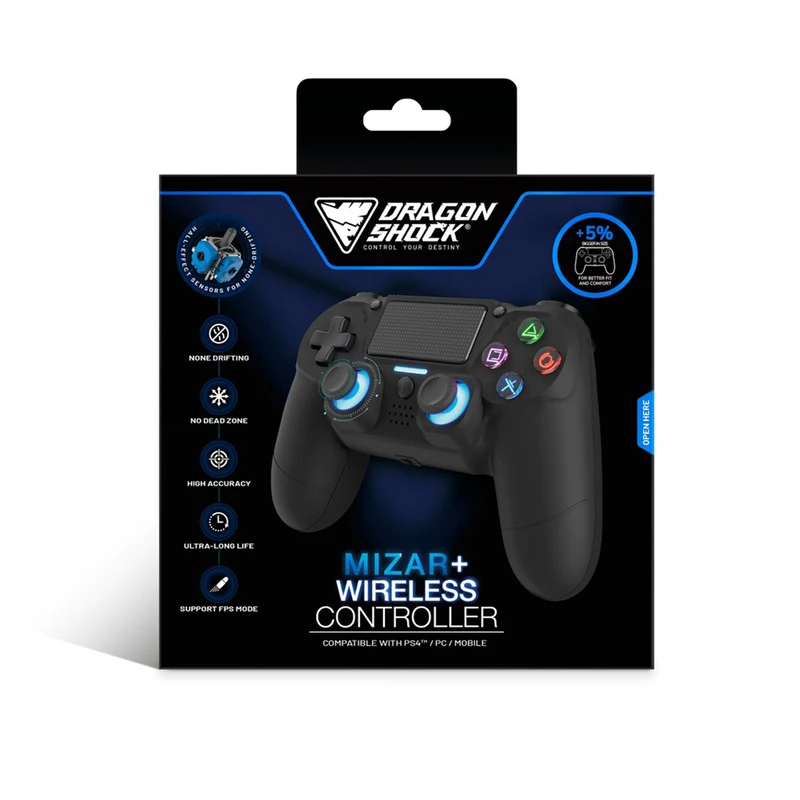 Dragonwar Dragon Shock Mizar+ Wireless Controller Compatible With PS4/PC/Mobile (Black, Grey Camo)
