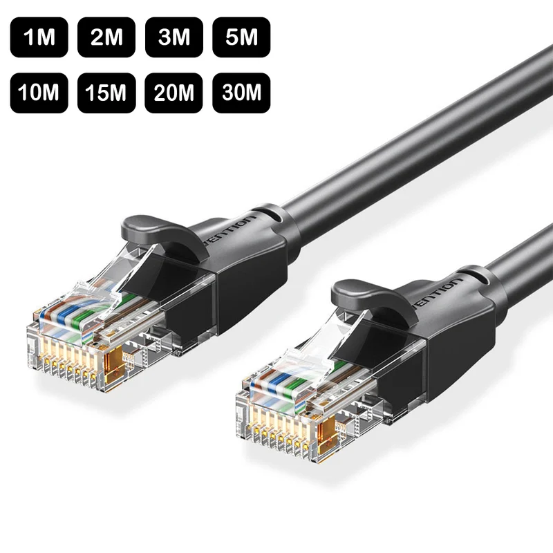 Vention Cat6 UTP Patch Cable - (Black) (1M, 2M, 3M, 5M, 10M, 15M, 20M, 30M) (IBEBF, IBEBH, IBEBI, IBEBJ, IBEBL, IBEBN, IBEBQ, IBEBT)