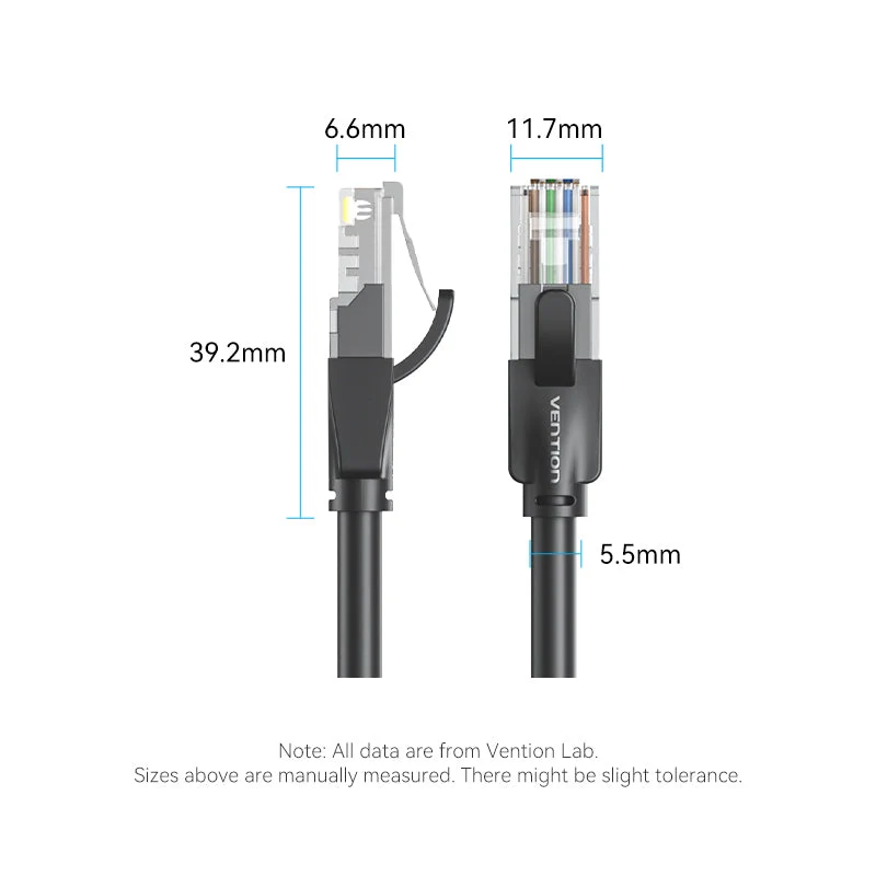 Vention Cat6 UTP Patch Cable - (Black) (1M, 2M, 3M, 5M, 10M, 15M, 20M, 30M) (IBEBF, IBEBH, IBEBI, IBEBJ, IBEBL, IBEBN, IBEBQ, IBEBT)