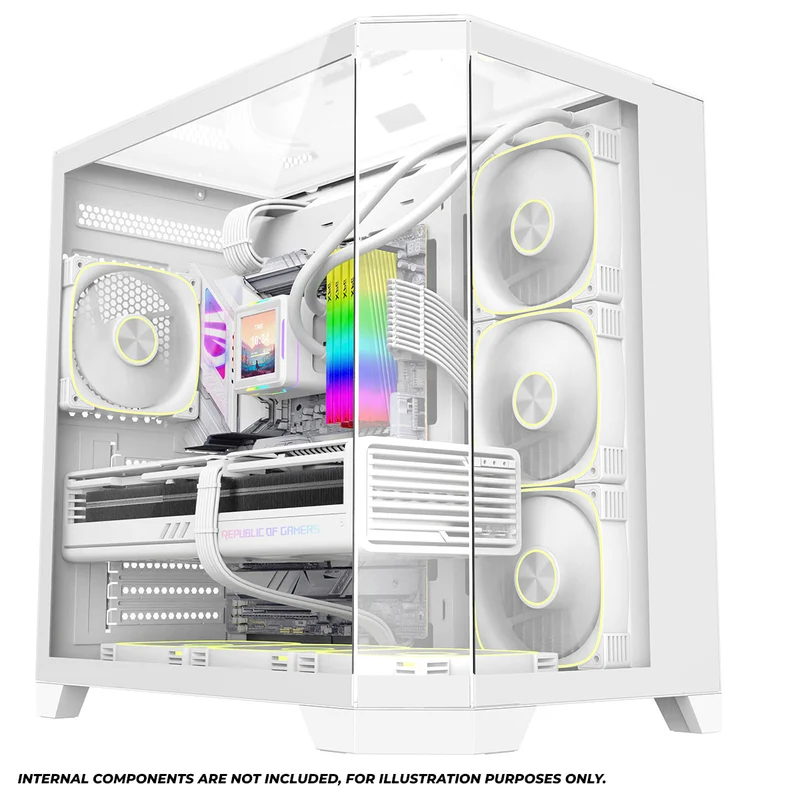Coolman Zentra Luxe ATX Vision PC Case (Black, White)
