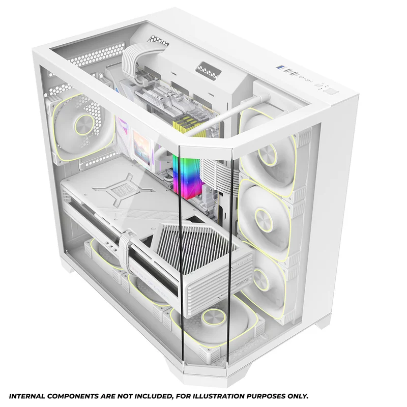 Coolman Zentra Luxe ATX Vision PC Case (Black, White)