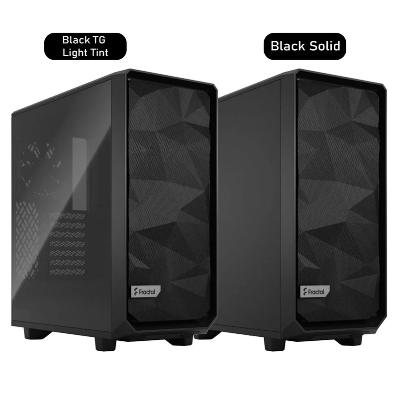 Fractal Design Meshify 2 Compact Computer Case (Black Solid, Black TG Light Tint) (FD-C-MES2C-01, FD-C-MES2C-03)