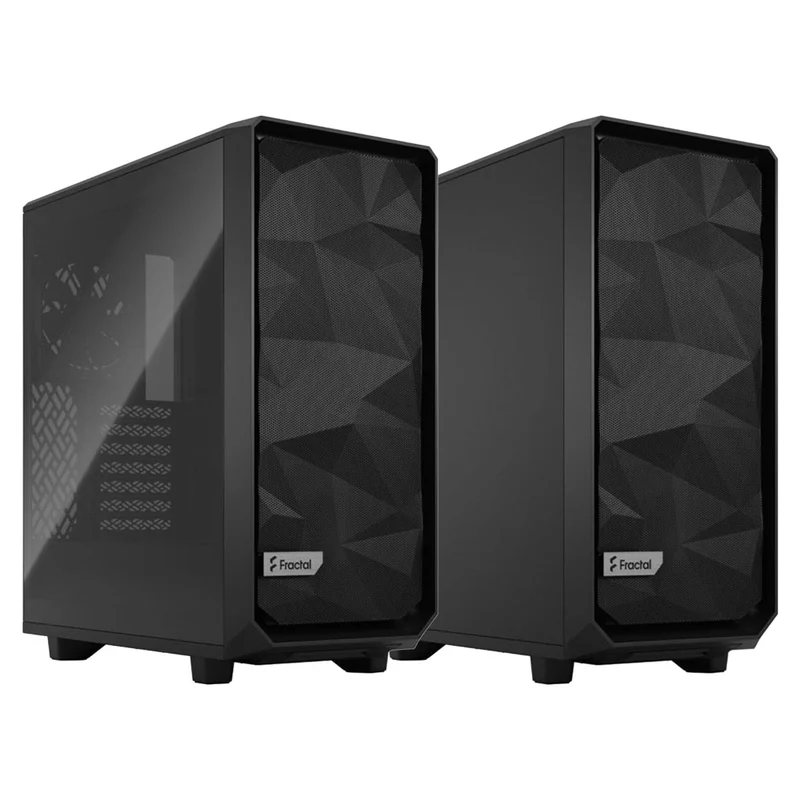 Fractal Design Meshify 2 Compact Computer Case (Black Solid, Black TG Light Tint) (FD-C-MES2C-01, FD-C-MES2C-03)
