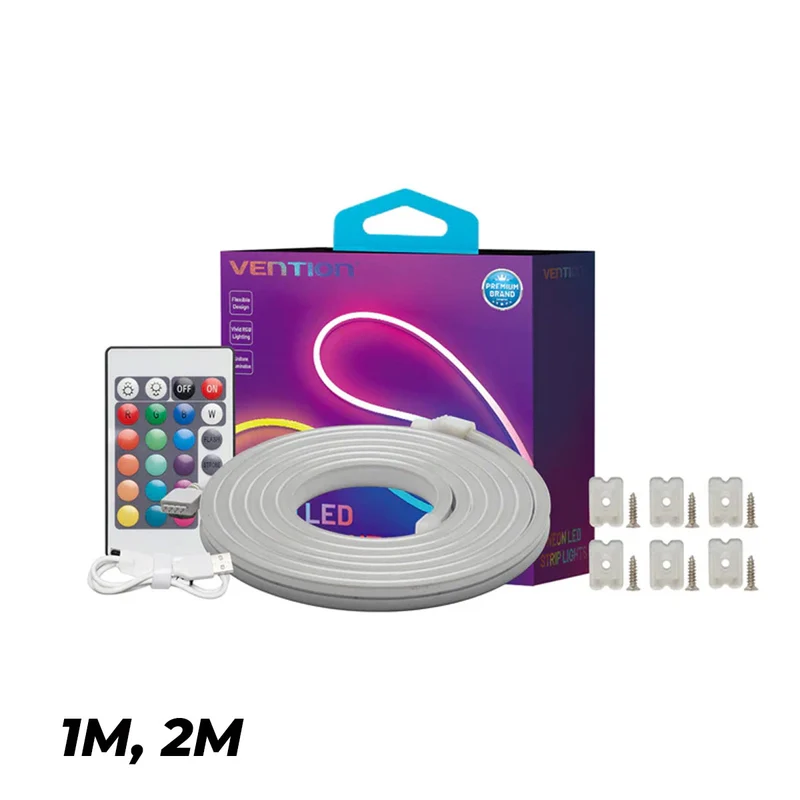 Vention Silicone Neon LED Strip Lights with IR Remote & USB 5V Power Supply - 1M, 2M (PAEWF, PAEWH)