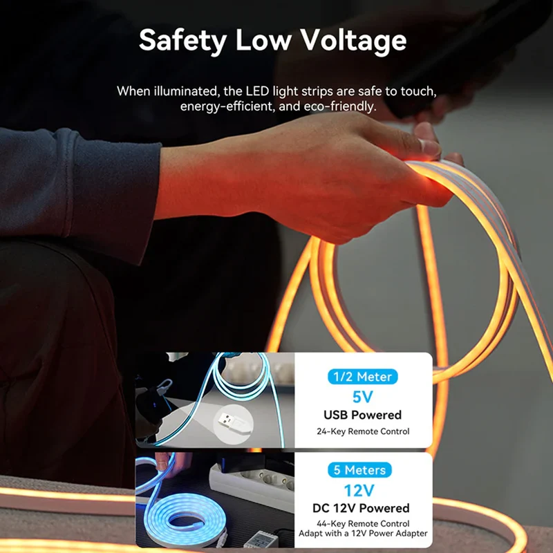 Vention Silicone Neon LED Strip Lights with IR Remote & USB 5V Power Supply - 1M, 2M (PAEWF, PAEWH)