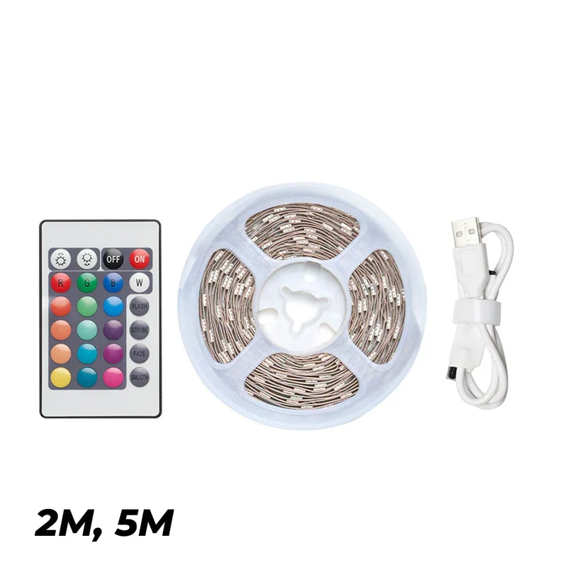 Vention RGB FPC LED Strip Lights with IR Remote & USB 5V Power Supply - 2M, 5M (PAAWH, PAAWJ)