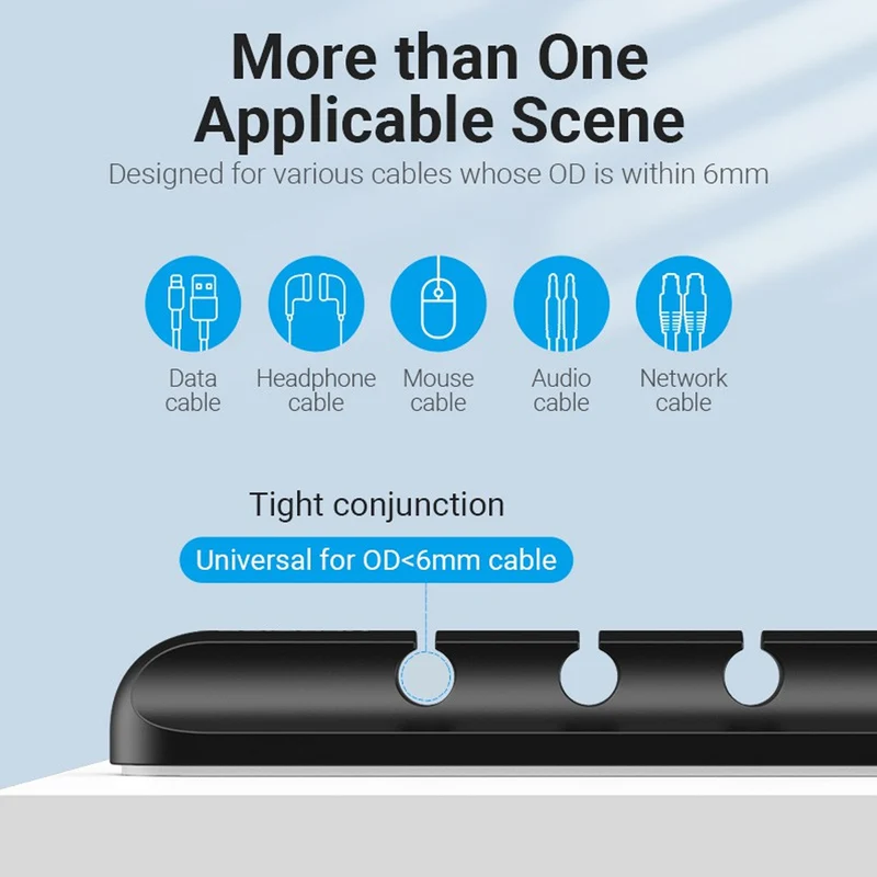 Vention 3-Port Silicone Desktop Cable Manager with 3M Strong Adhesive - 1pc, 2 pcs (KBRB0, KBRB0-2)