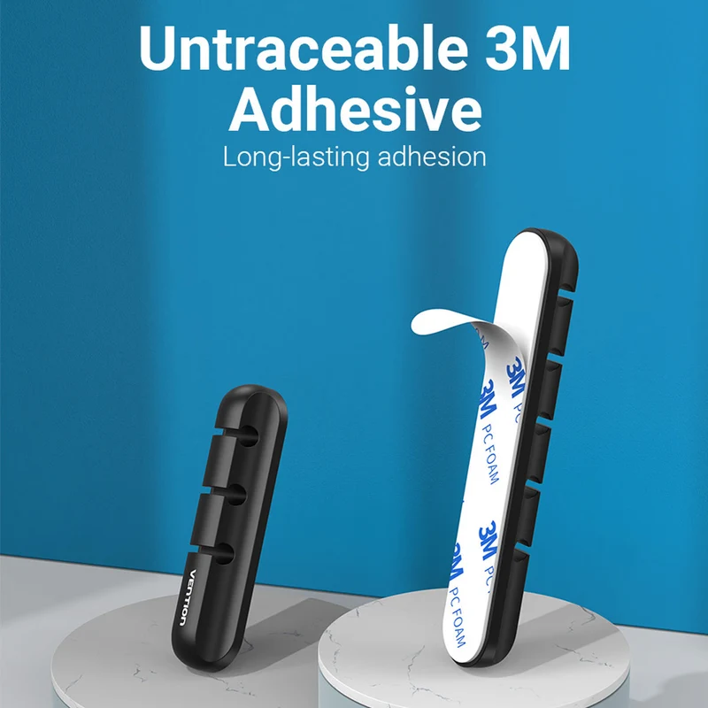 Vention 3-Port Silicone Desktop Cable Manager with 3M Strong Adhesive - 1pc, 2 pcs (KBRB0, KBRB0-2)