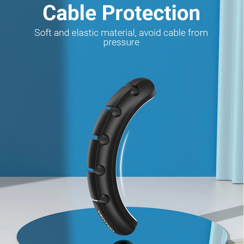 Vention 3-Port Silicone Desktop Cable Manager with 3M Strong Adhesive - 1pc, 2 pcs (KBRB0, KBRB0-2)