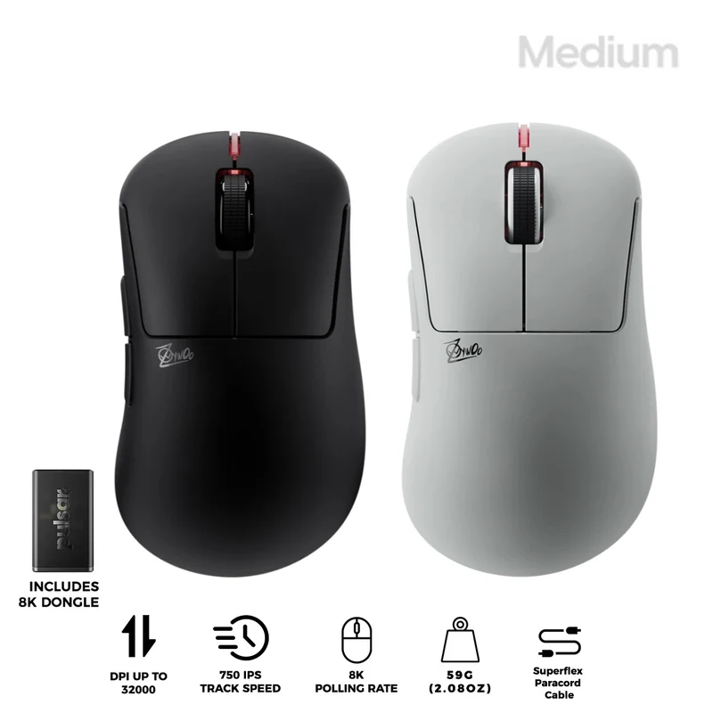 Pulsar ZywOo The Chosen Mouse eSports Gaming Mouse Medium (Black, White) (PZWX21, PZWX22)