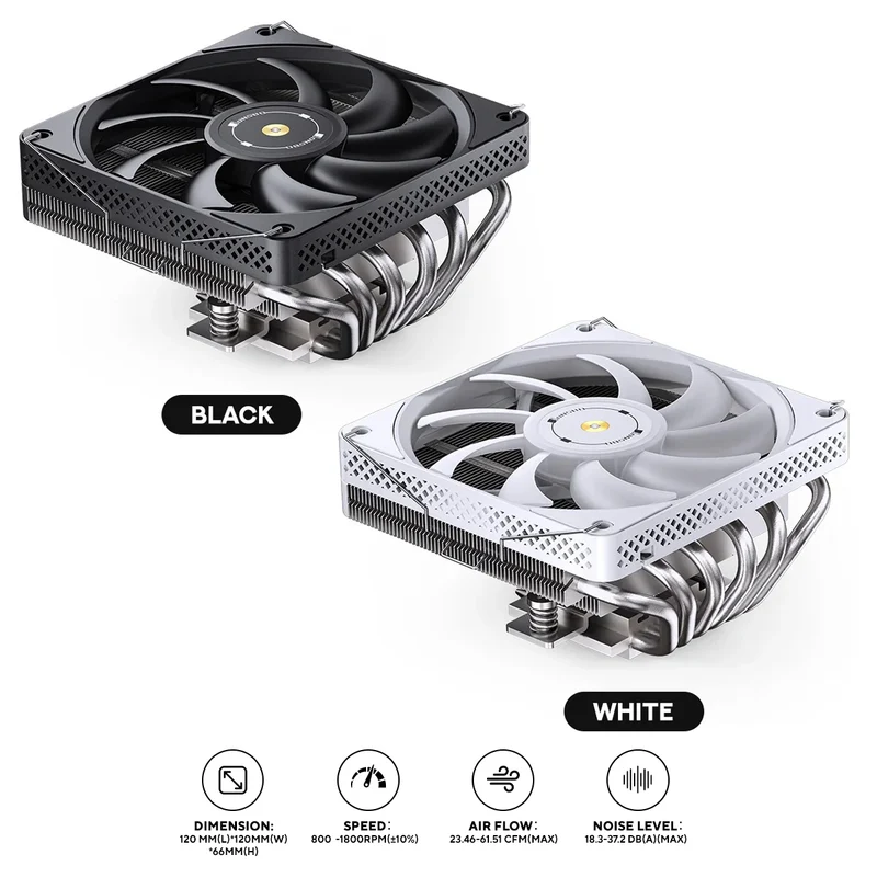 Jonsbo HP-600 Top Flow CPU Cooler (Black, White)