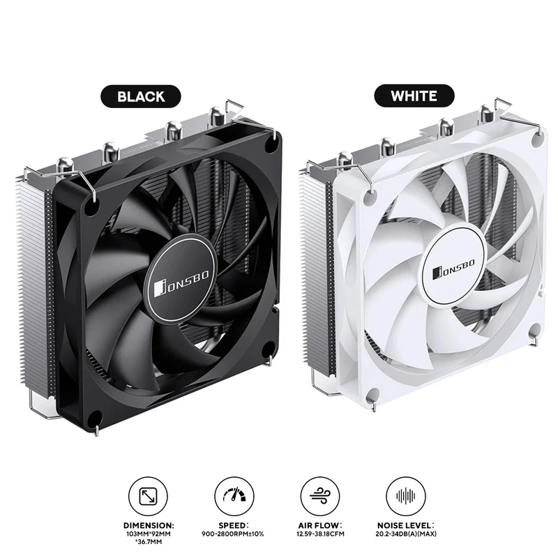 Jonsbo HP-400S Top Flow CPU Cooler (Black, White)