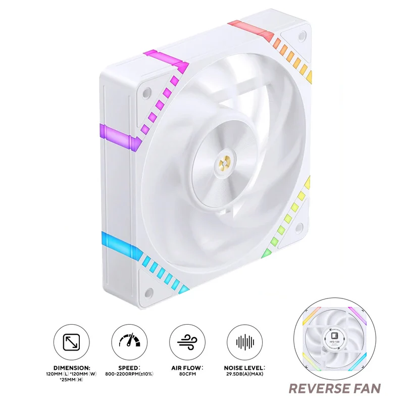 Jonsbo HF2-120WR 120MM High Performance Reverse Fan (White)