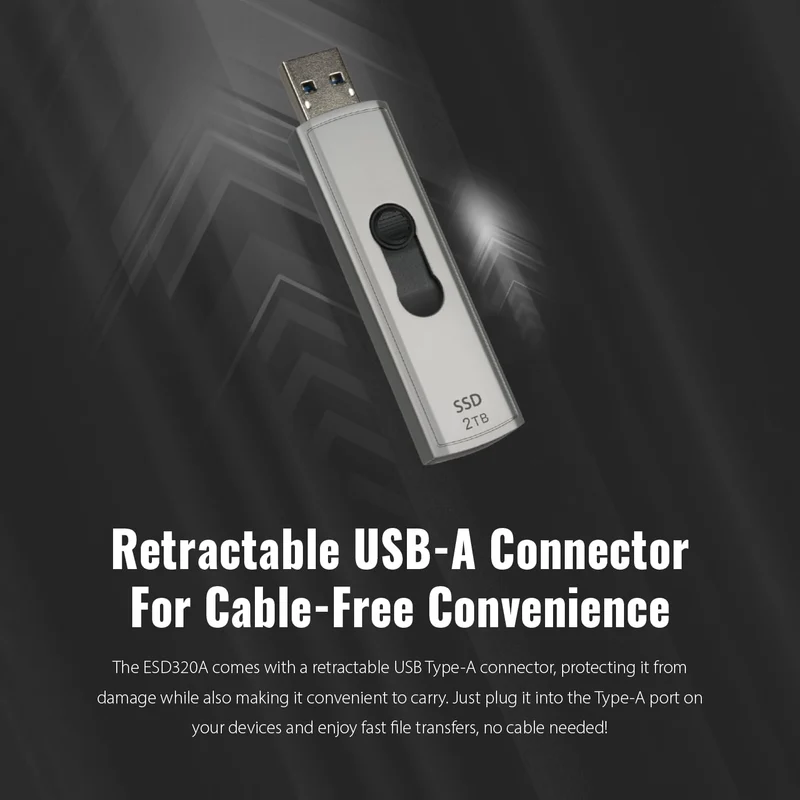 Transcend ESD320A 512GB Dual USB 10Gbps Read up to 1050MB/s Type-A Portable SSD (TS512GESD320A)