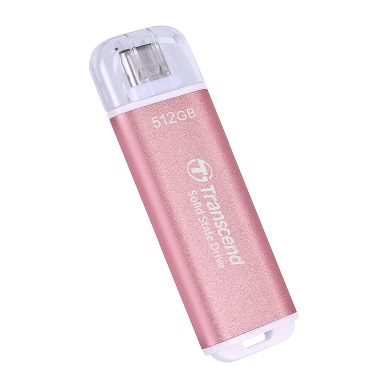 Transcend ESD300 512GB Dual USB 10Gbps Read up to 1050MB/s Type-C Portable SSD (Pink) (TS512GESD300P)